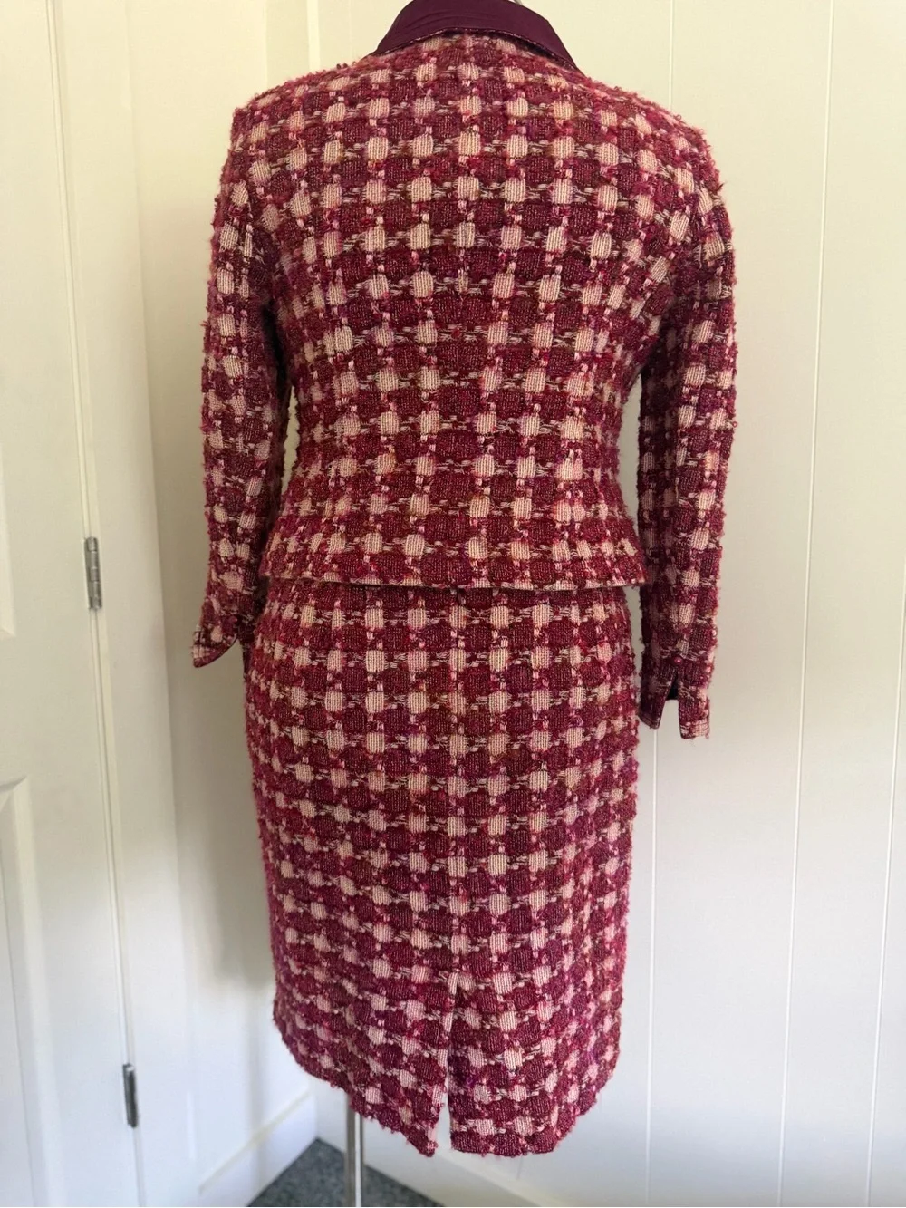 Doncaster Burgundy and Pink Tweed Skirt Suit